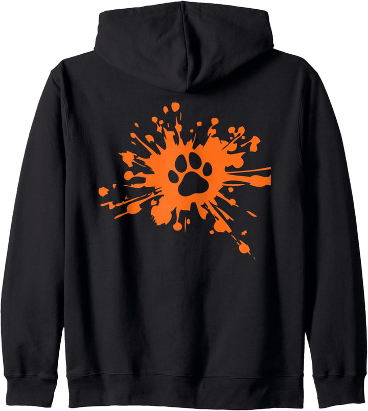 Backprint Hunde Pfotenabdruck Farbklecks Kapuzenjacke