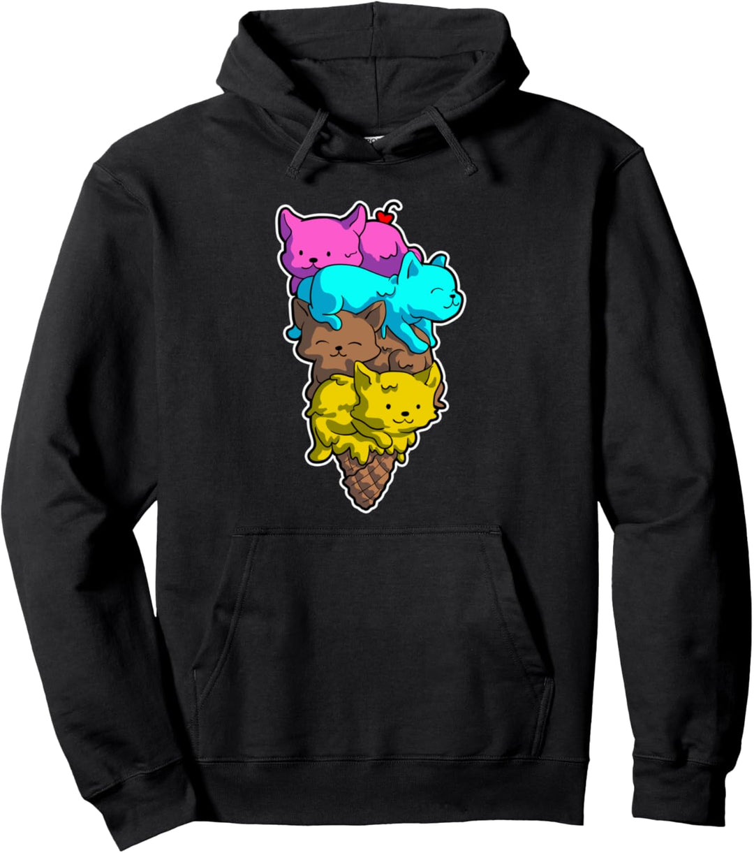 Süsse Katze, Eiscreme, Kätzchen, Dessert, Kawaii, Kätzchen Pullover Hoodie