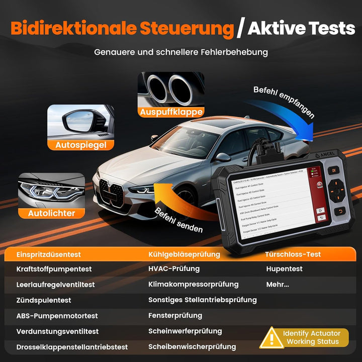ANCEL FX6100 Bidirektionaler OBD2 Diagnosegerät, Auto Diagnosegerät mit Allen System & 15+ Resets, D