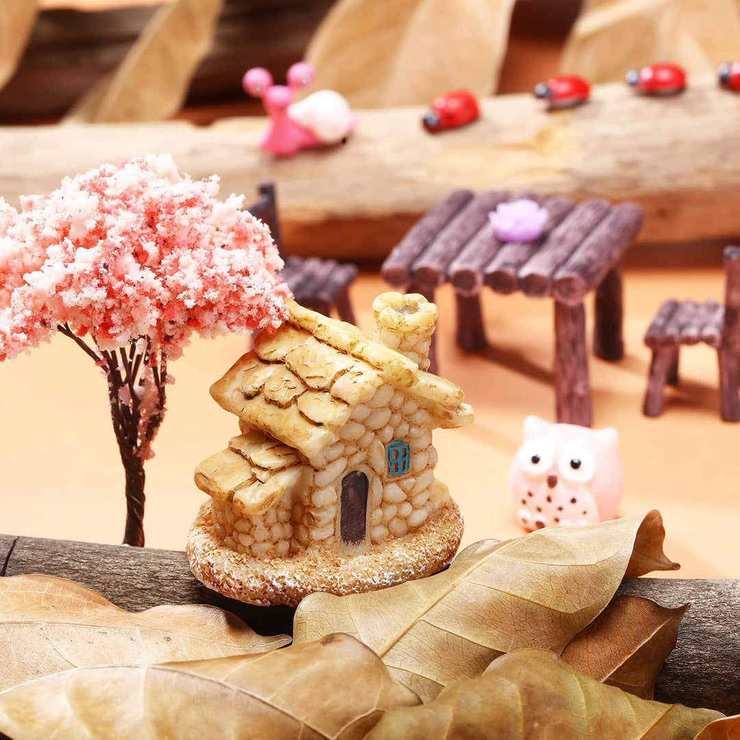 Skylety 64 Stück Feengarten Zubehör Miniatur Deko Garten Wichtel Frühling Zubehör Mini Tiere Figuren