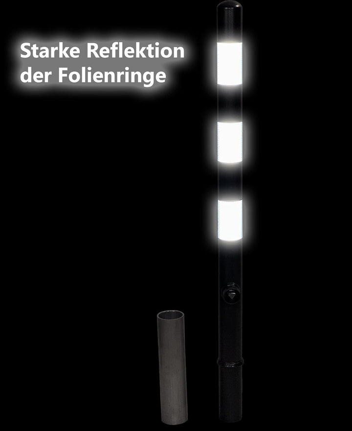 ES-Team UVAP80 Absperrpfosten Ø60mm x 1200 mm Stahl verzinkt, Herausnehmbar DIN 3223 Dreikant und ex