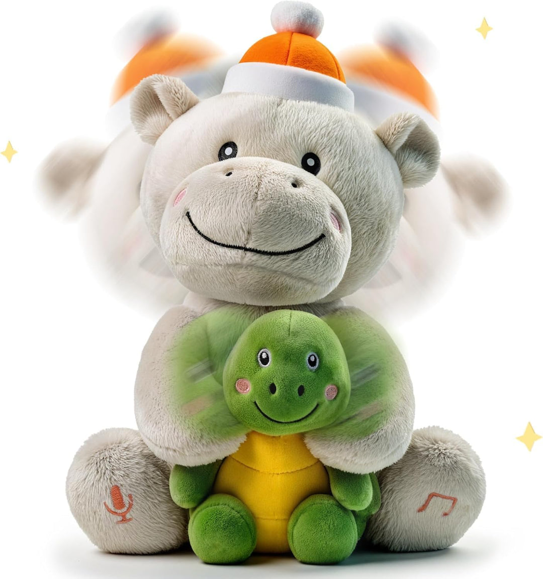 Nilpferd Kuscheltier Baby, Hippo und Schildkröte Interaktives Singendes Sprechendes Plüschtier, Flus
