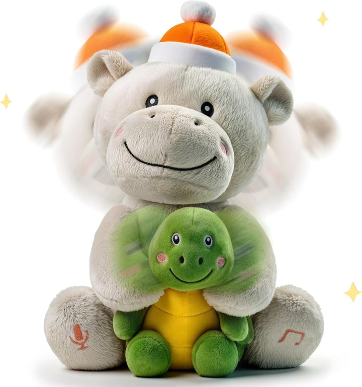 Nilpferd Kuscheltier Baby, Hippo und Schildkröte Interaktives Singendes Sprechendes Plüschtier, Flus
