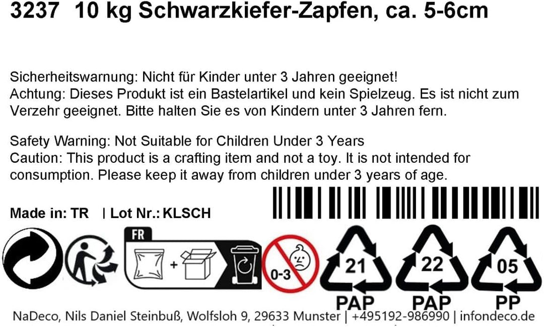 NaDeco 10 kg Schwarzkiefer Zapfen ca. 5-6cm Tannenzapfen Kiefernzapfen Pinus nigra Schwarzkiefern Za