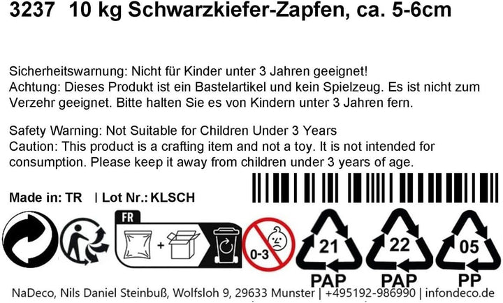 NaDeco 10 kg Schwarzkiefer Zapfen ca. 5-6cm Tannenzapfen Kiefernzapfen Pinus nigra Schwarzkiefern Za