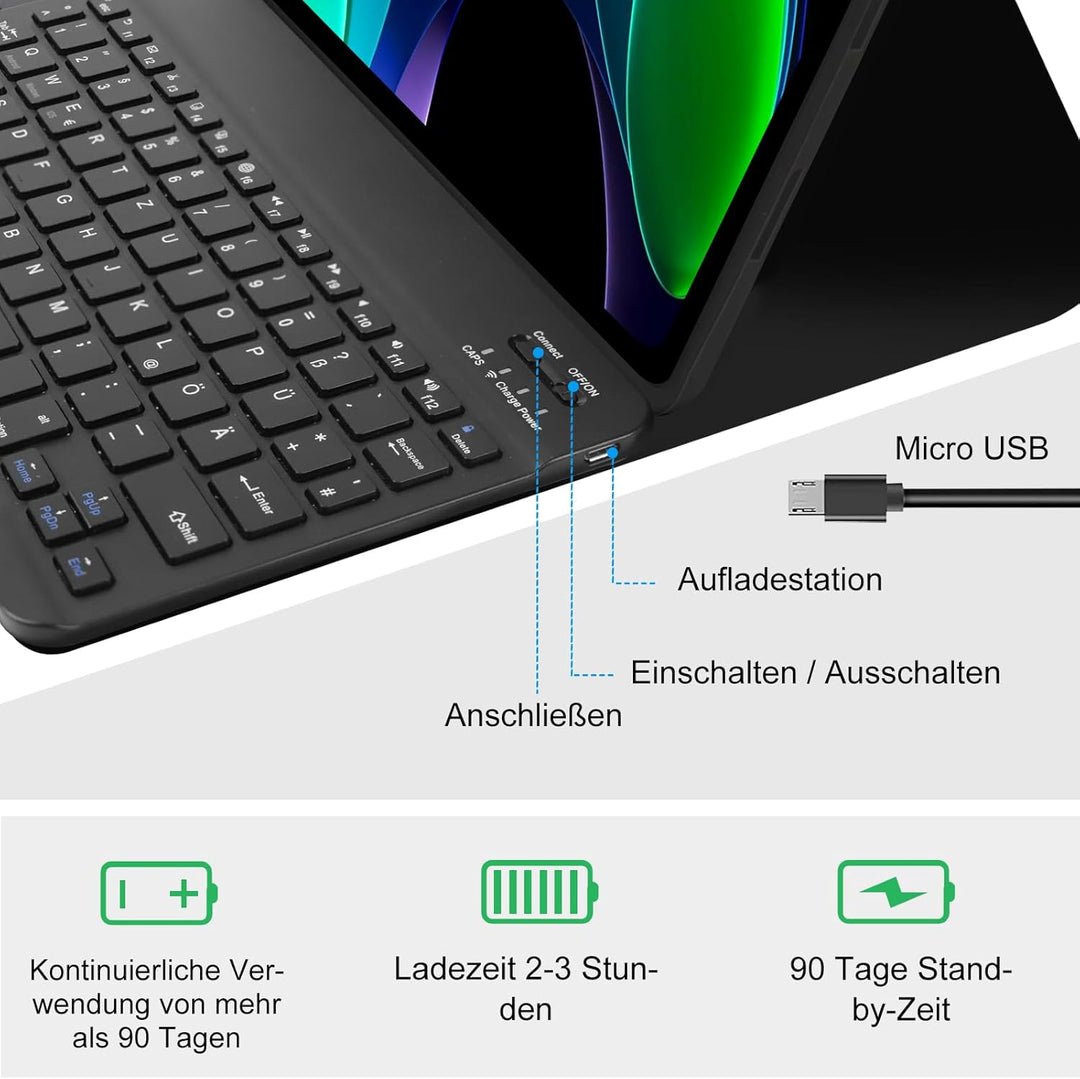 YUEJIDZ Tastatur Hülle für ‎Xiaomi Pad 6 11 Zoll,Smart Cover mit QWERTZ Deutsch Tastatur für Xiaomi