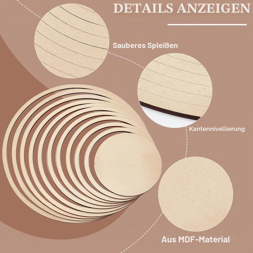 BENECREAT 11pcs Runde Töpferwerkzeuge, Hölzernes Konzentrisches Geometrisches Figurenschienen-Set Zu