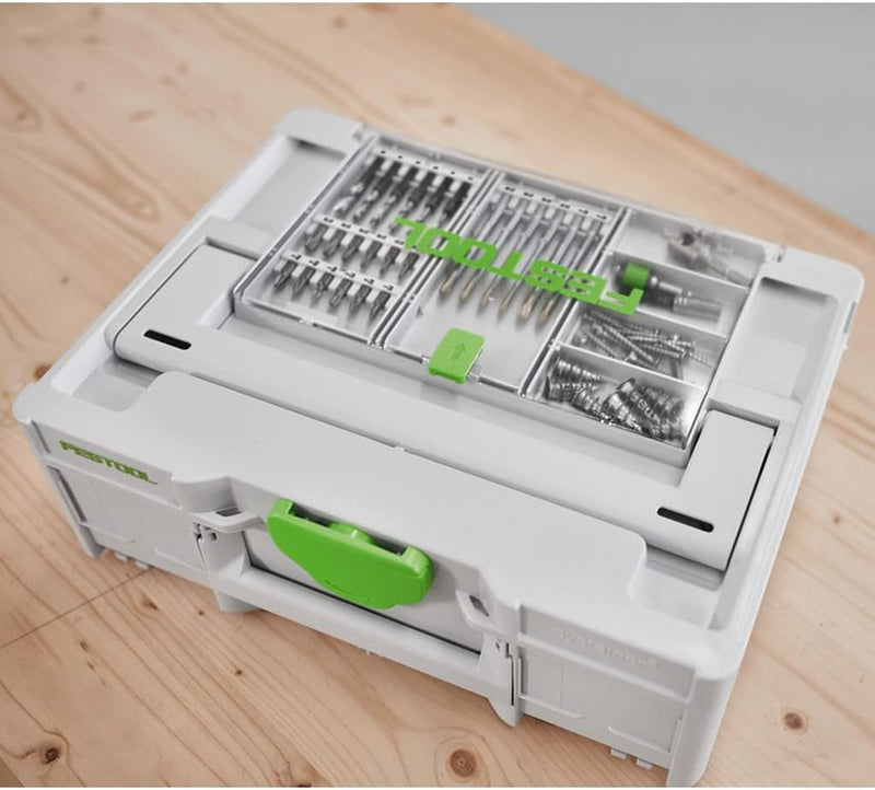 Festool Bohrerkassette BKS SYS3 D3-8 K CE/W (mit Holzspiralbohrer kurz mit Zentrierspitze, PH 1, PH