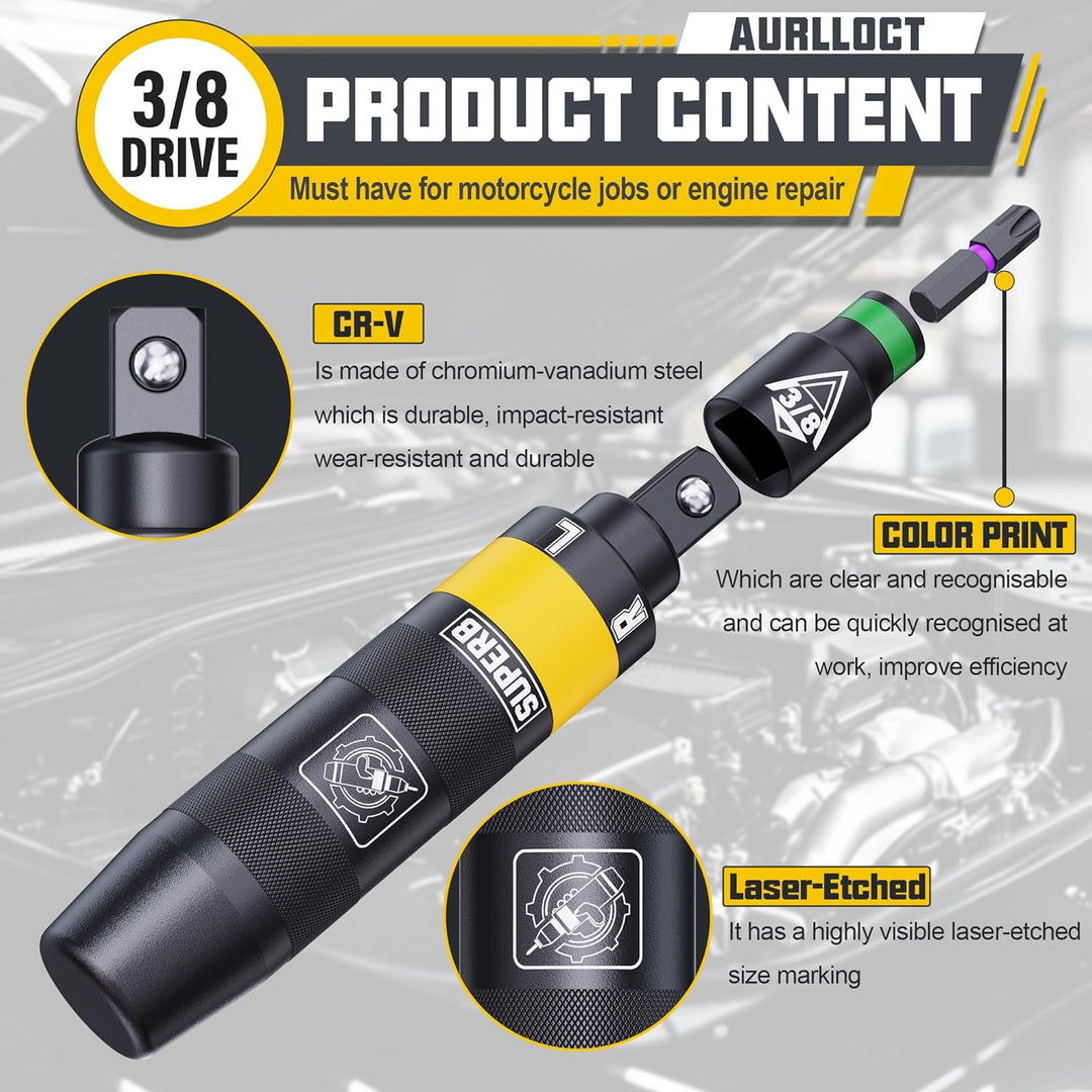 Handschlagschrauber 3/8 Zoll, 13-Tlg Schlagschraubendreher Satz, Reparaturwerkzeug, Schraubenlöser S