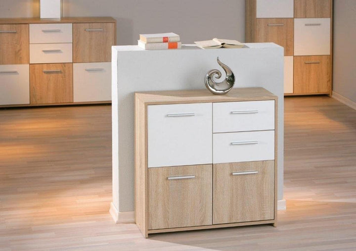Inter Link – Kommode – Sideboard - Kommode mit 3 Türen und 2 Schubladen – 2 Farbig – Melaminbeschich