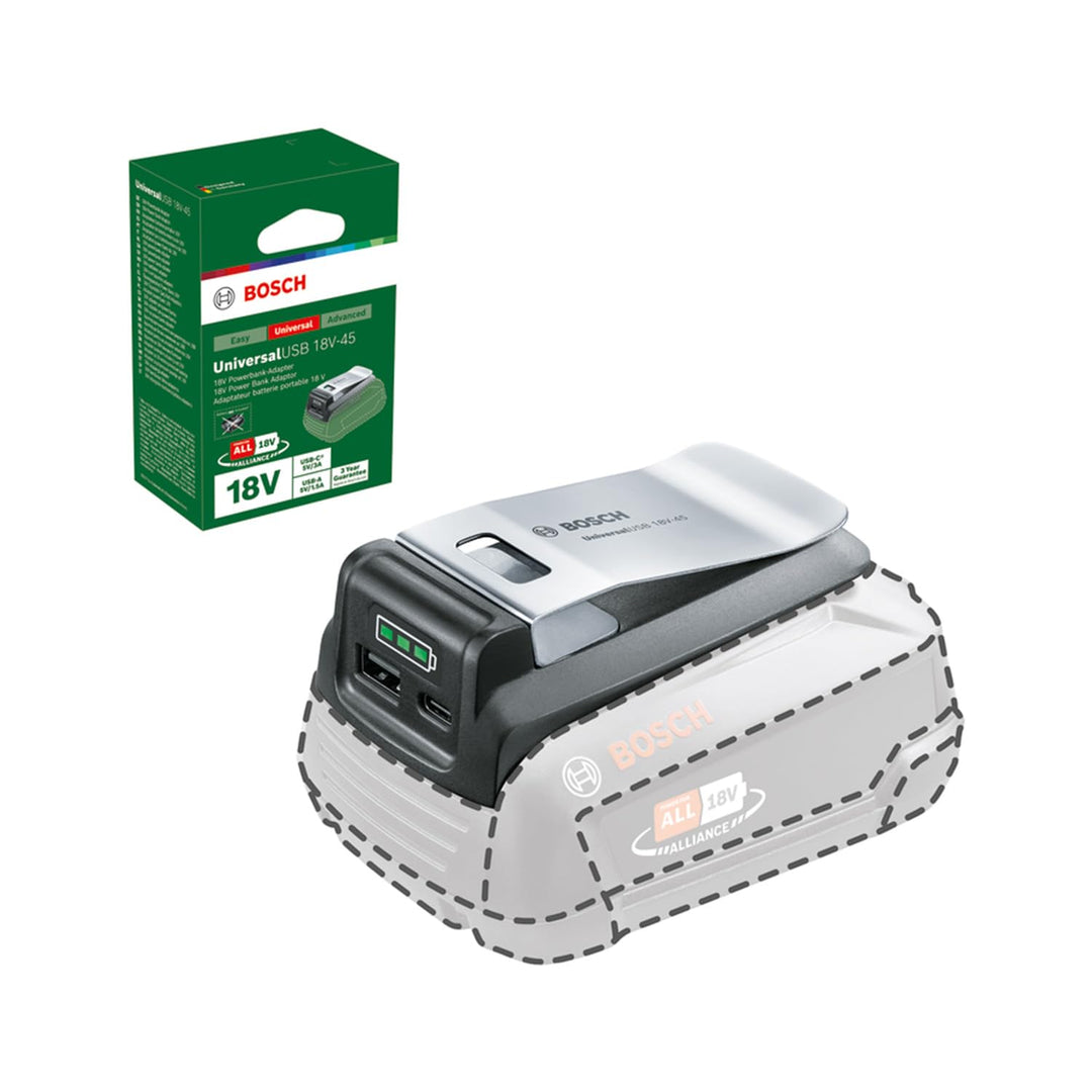 Bosch USB Adapter UniversalUSB 18V-45 (für vielseitiges Laden; USB-C/USB-A Power Adapter/Power Bank;
