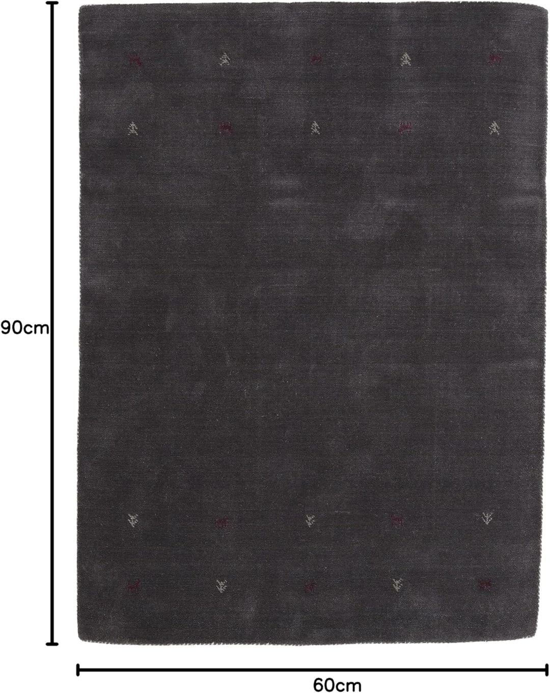 carpetfine Wollteppich Gabbeh Uni Grau 60x90 cm | Moderner Teppich für Wohn- und Schlafzimmer 60x90
