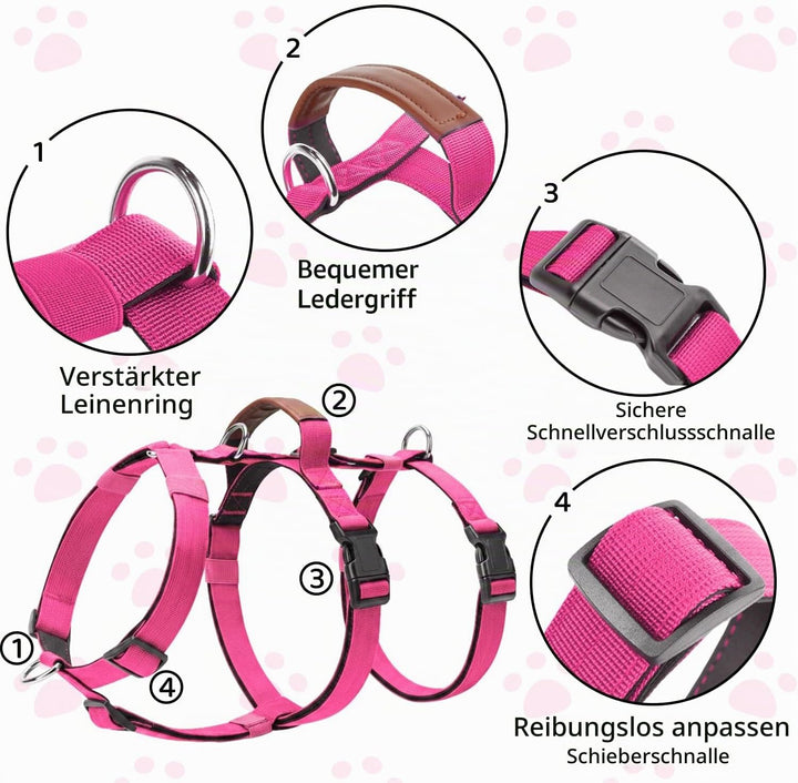 Ausbruchsicheres Hundegeschirr, Anti-Zug Verstellbares Sicherheitsgeschirr mit 3-Punkt-Design und Gr