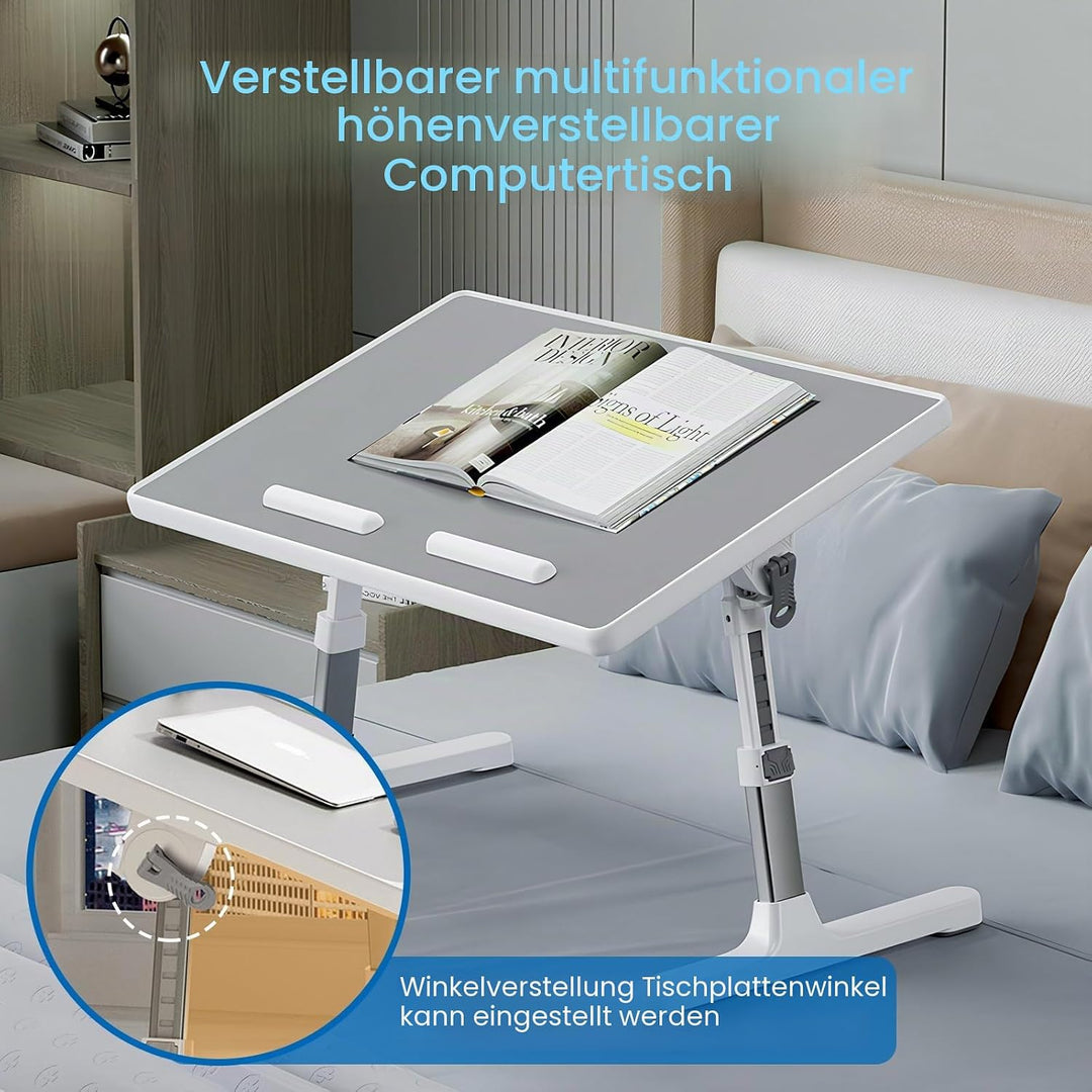 Laptoptisch fürs Bett, Laptoptisch Einstellbare Höhe, Laptoptisch mit klappbare Beine, Klappbarer La