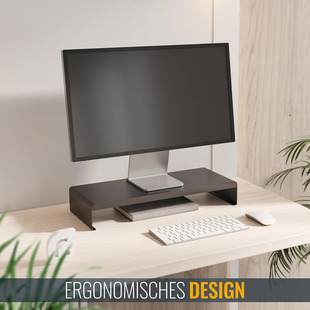 RICOO Monitorständer Schreibtisch, Modern, FS0121, Matt Schwarz, Bildschirmständer Laptop, Hoch, TV,