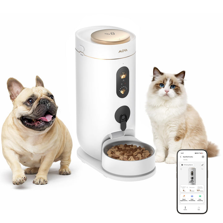 MOVA NutriPal 10 Ultra-Futterautomat mit separatem 7-Tage-Futterbehälter, 1080P HD-Weitwinkelkamera,