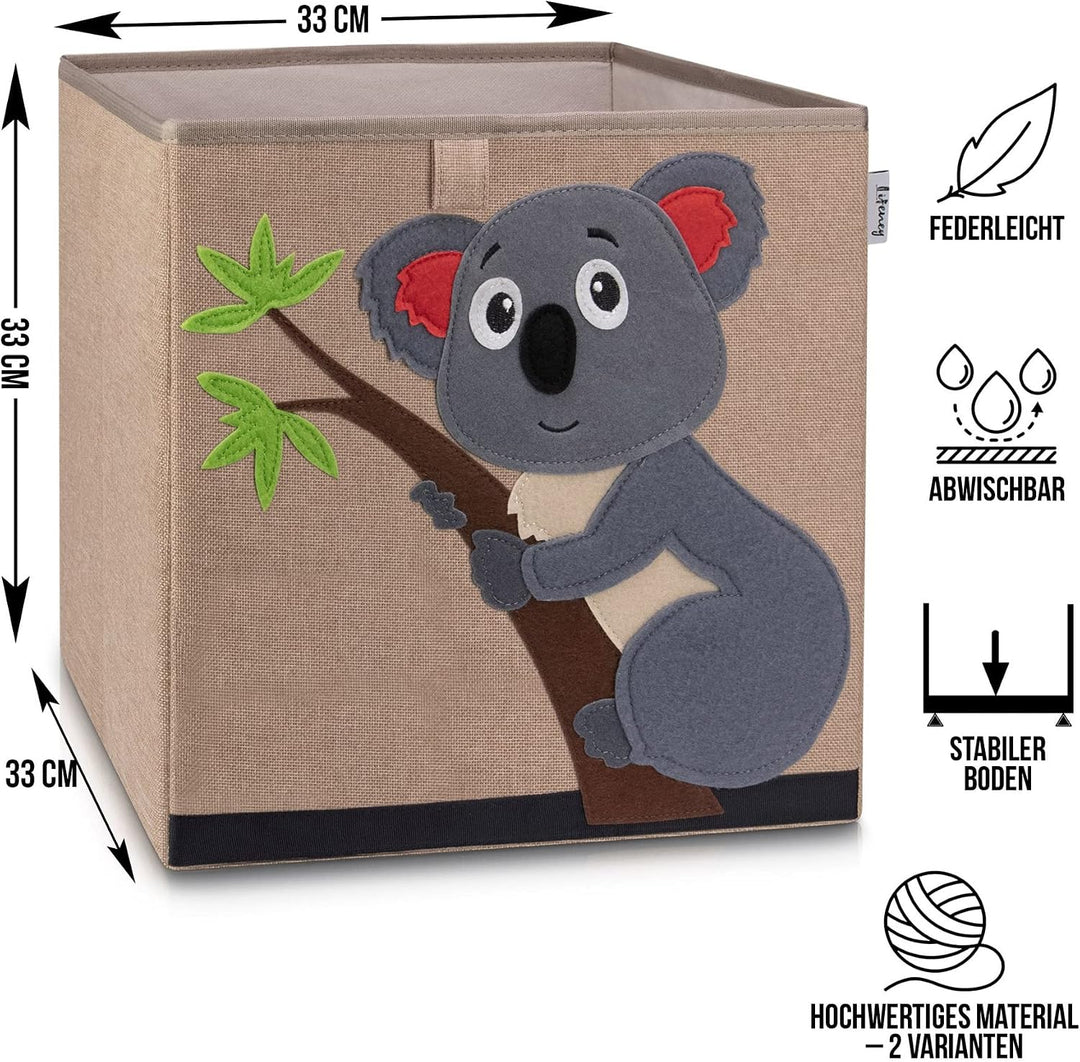 Aufbewahrungsbox im 3er Set Krebs, Hai und Koala I Dreierpack Spielzeugbox mit Tiermotiv passend für