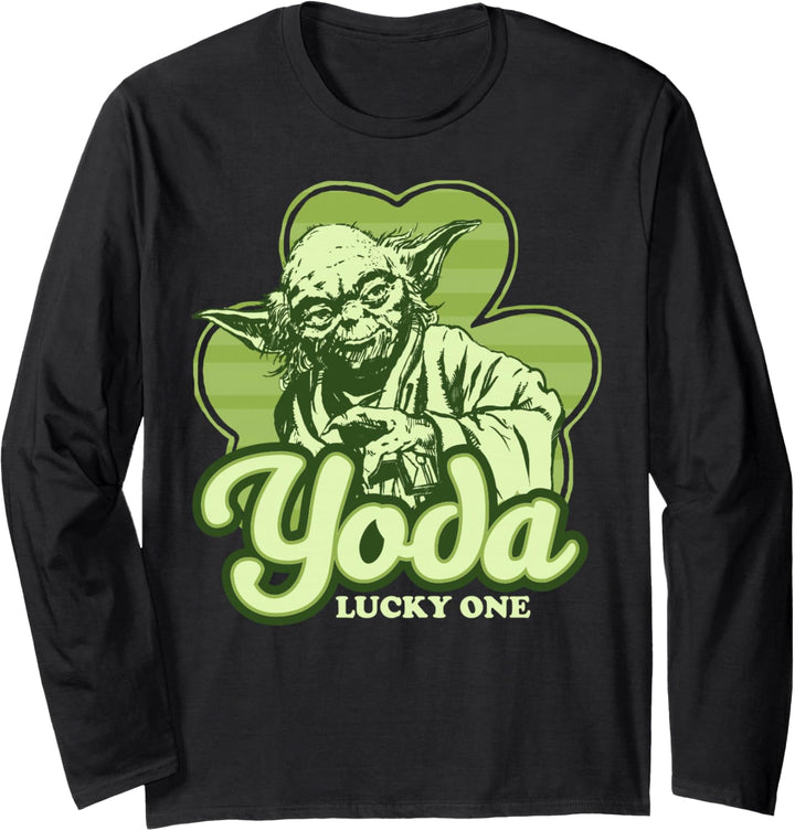 Star Wars St. Patrick's Day Yoda Lucky One Clover Smile Langarmshirt