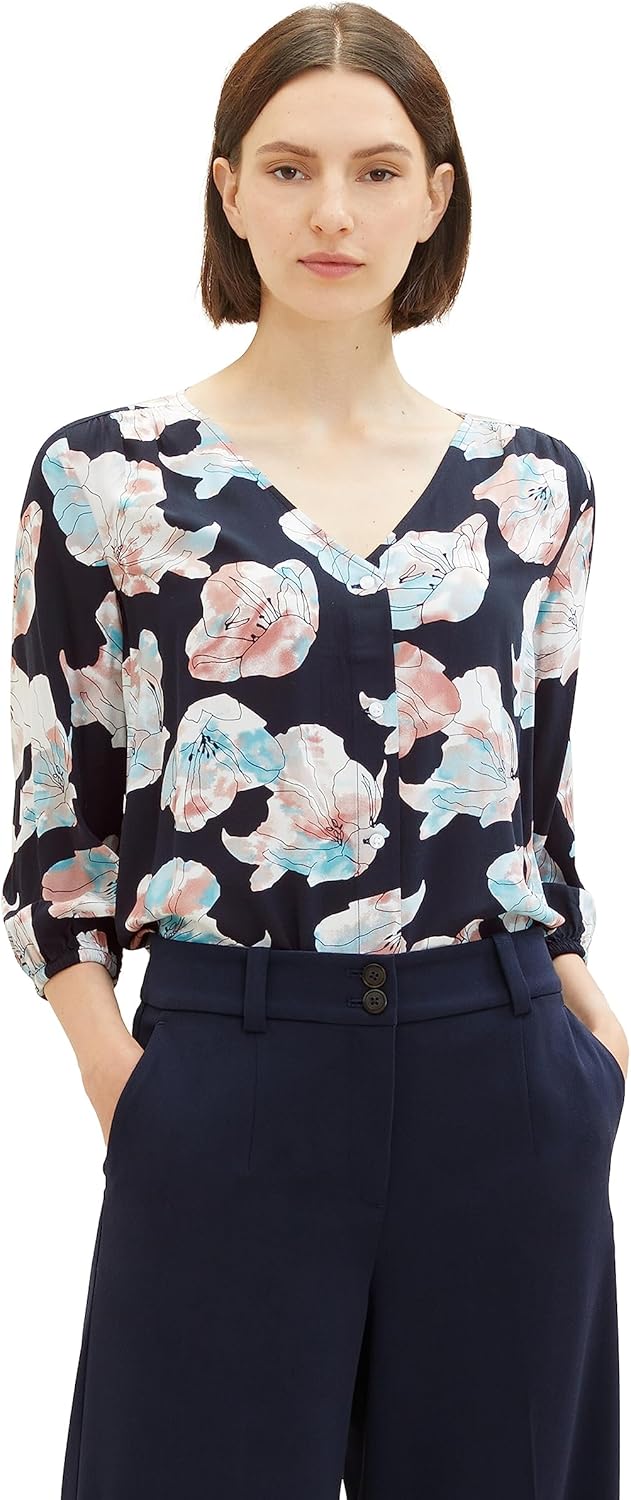 TOM TAILOR Damen Bluse mit Muster 38 32413 - Tie Dye Flower Design, 38 32413 - Tie Dye Flower Design