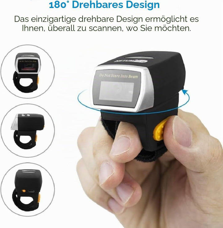 NETUM Bluetooth Mini-Barcode-Scanner für Tragbaren Ring/Kabelloser CCD Handscanner/Handheld Lesegerä