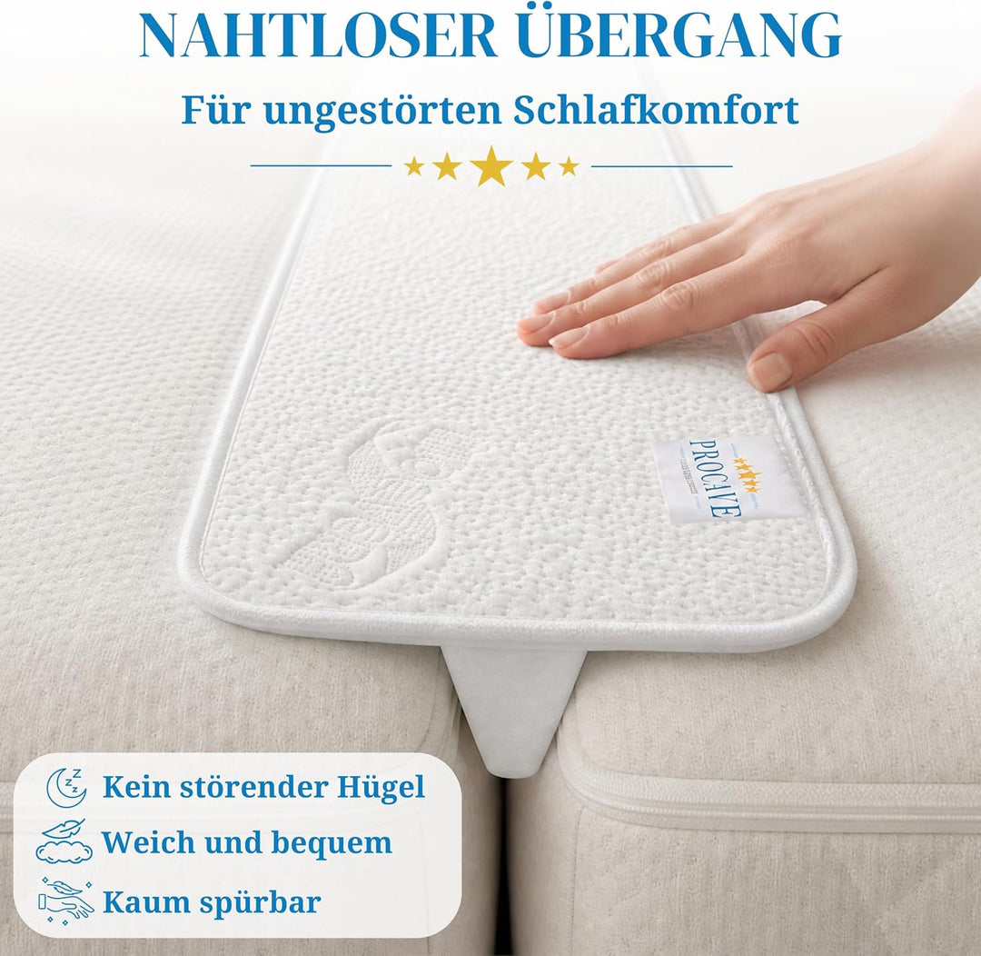 PROCAVE Matratzenkeil mit AloeVera-Bezug 25 x 200 cm, ein Matratzen Ritzenfüller verbindet zwei Matr
