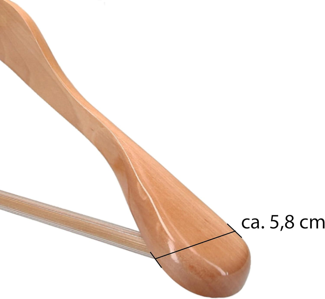 15 x Kleiderbügel Holz VonBueren | 45 x 22,5 cm breit je Bügel/Holzbügel | stabile Holzkleiderbügel