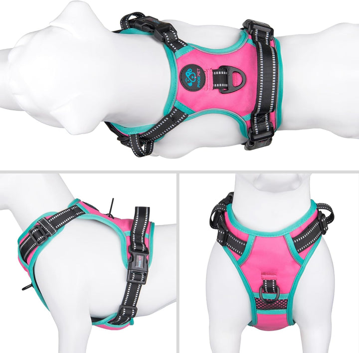 PHOEPET Verbessertes Hundegeschirr ohne Zug, reflektierende, verstellbare Weste, mit Trainingsgriff