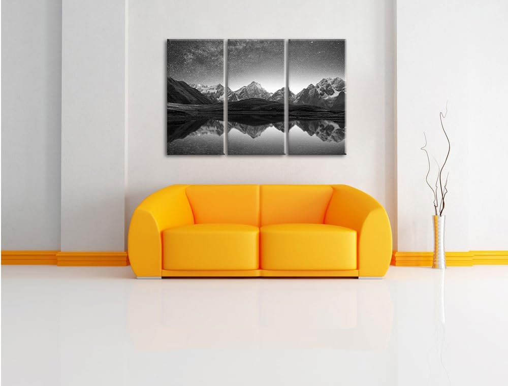 Pixxprint Sternenhimmel über dem Gebirge als Leinwandbild/Grösse: 3Teilig / Wandbild/Kunstdruck/fert