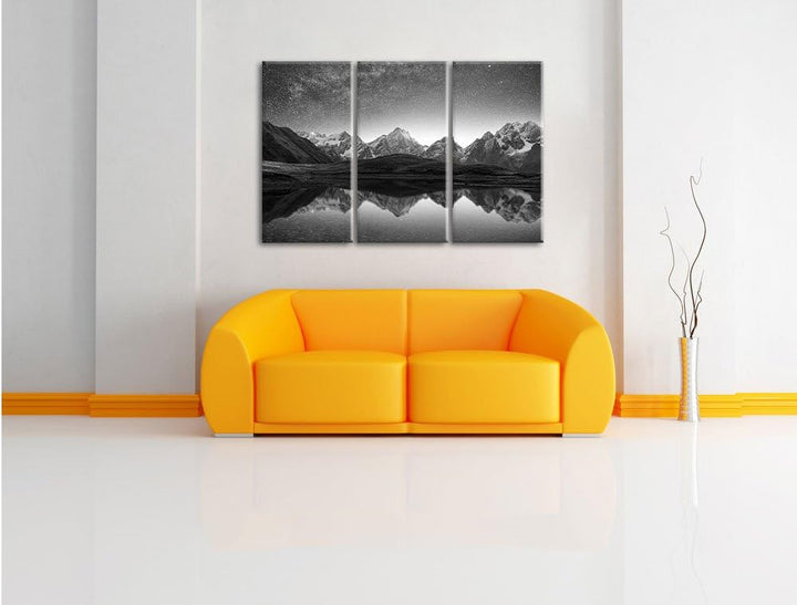 Pixxprint Sternenhimmel über dem Gebirge als Leinwandbild/Grösse: 3Teilig / Wandbild/Kunstdruck/fert