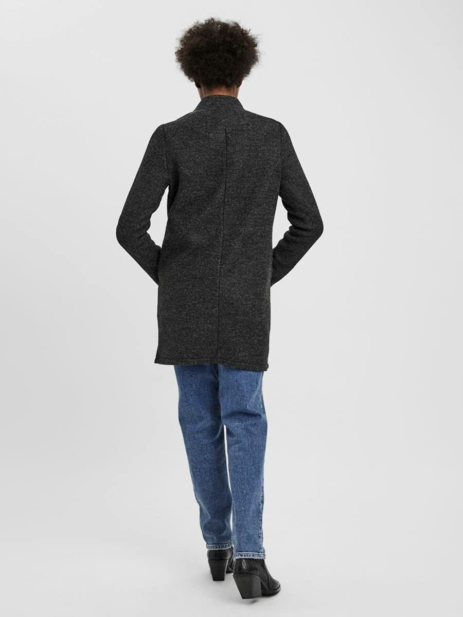VERO MODA Damen Wollmischungs-Mantel XS Dark Grey Melange 2, XS Dark Grey Melange 2