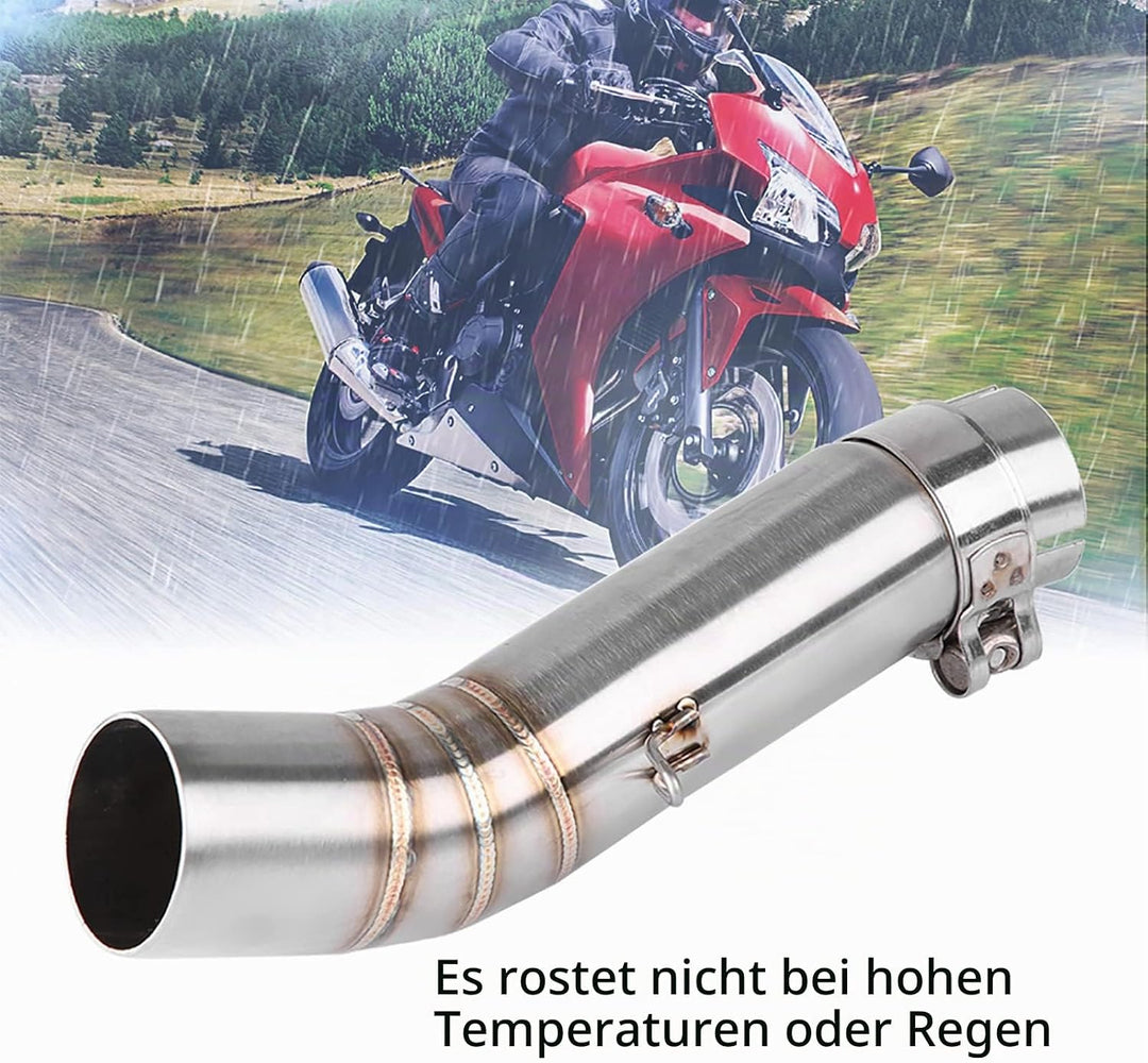 Jadeshay 51mm Auspuff Mittelrohr, Motorrad Slip-on Auspuff Mittleres Edelstahl Auspuffrohr Schalldäm