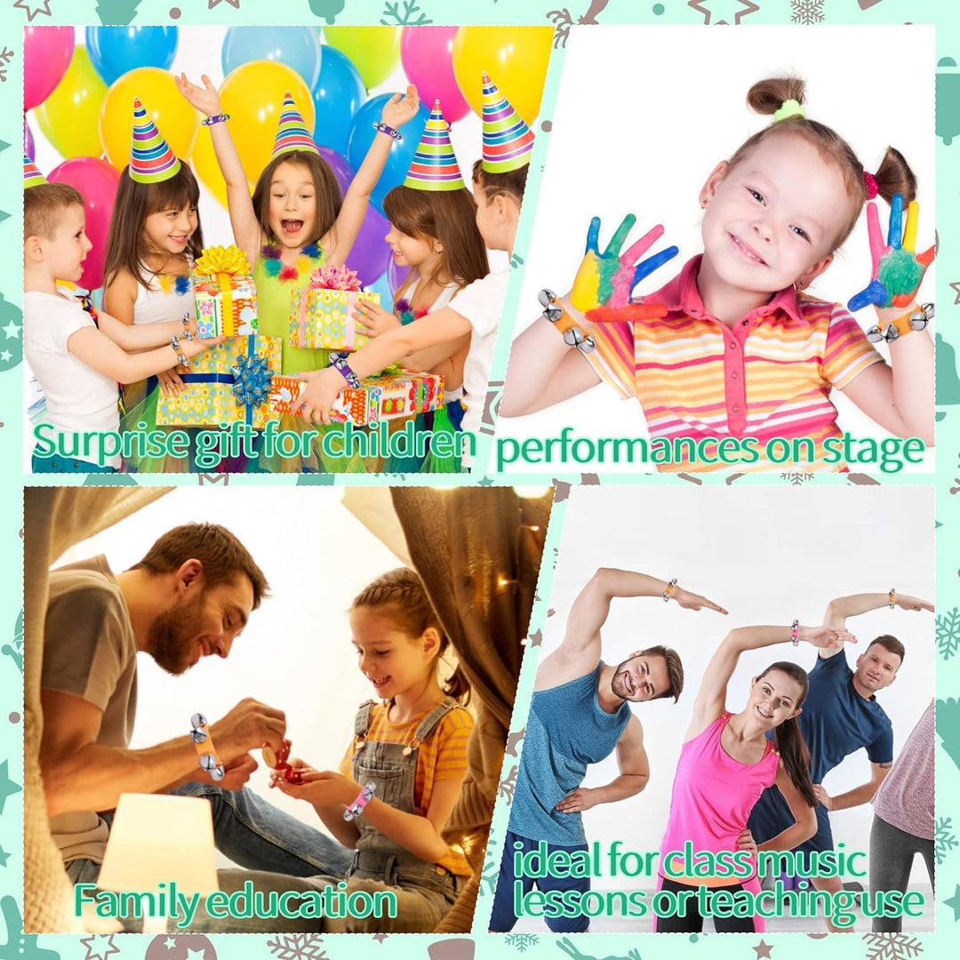 LATERN 24 Stück Armband Jingle Bells, 12 Farben Band Handgelenkglocken Armbänder Jingle Bells Musika