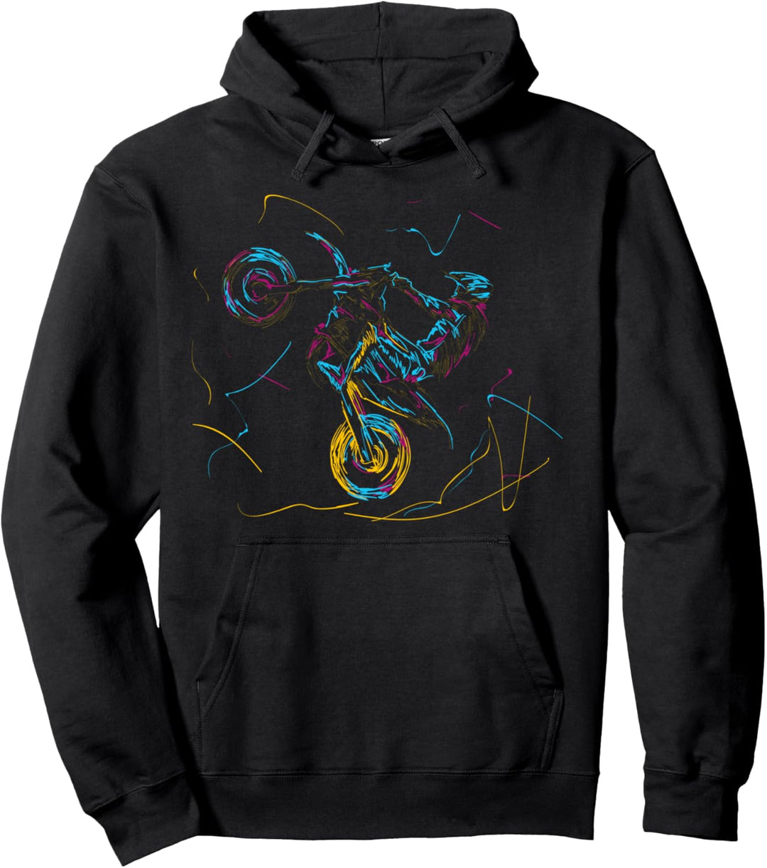 Wheelie Supermoto Motocross Supermotard Enduro Abstrakt Pullover Hoodie