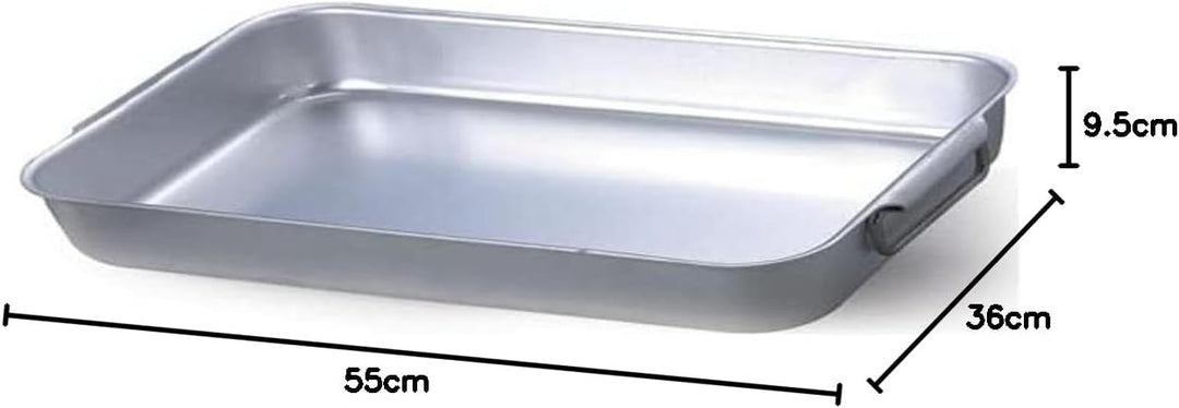 Pentole Agnelli Röstpfanne, rechteckig, hoch, schwer, abgerundete Ecken, 2 Henkel ohne Nieten, Alumi