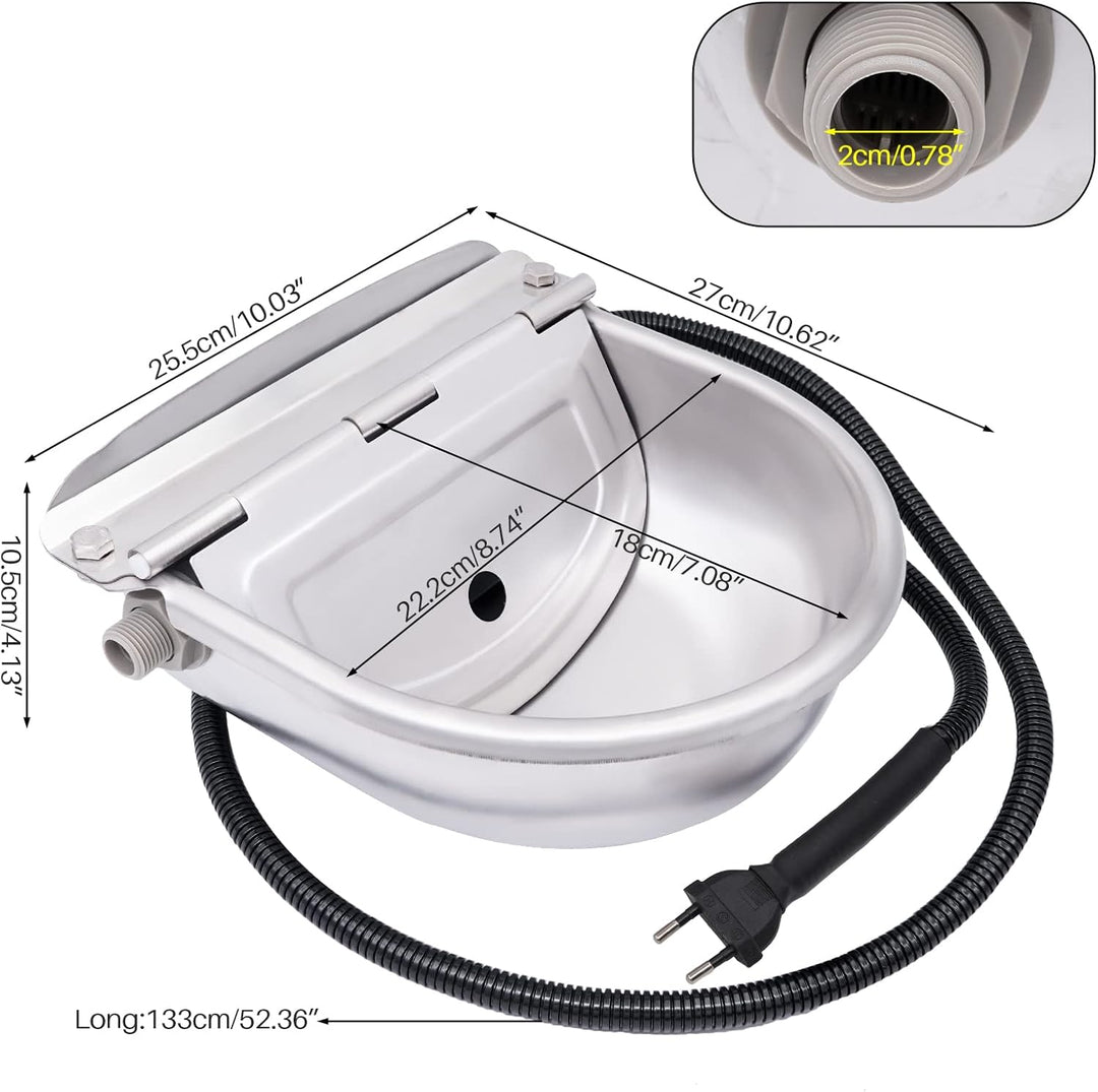 Automatisch beheizter Edelstahl-Wassernapf mit Schwimmerventil, Thermo-Wassertrog für Vieh, Rinder,