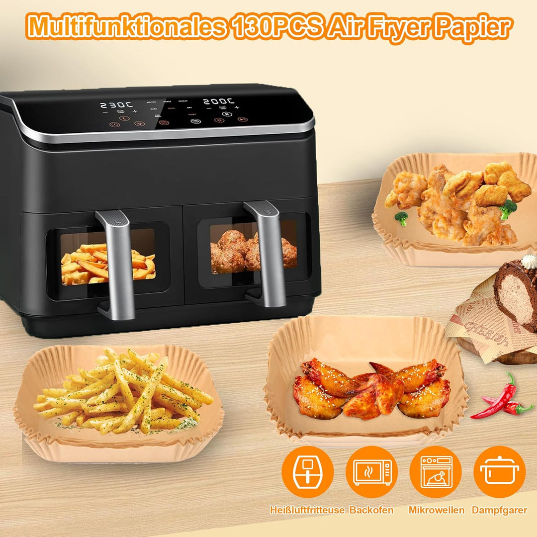 230 Stück Backpapier für Heissluftfritteuse COSORI 2 Kammern 8,5L, Airfryer Backpapier für Cosori CA