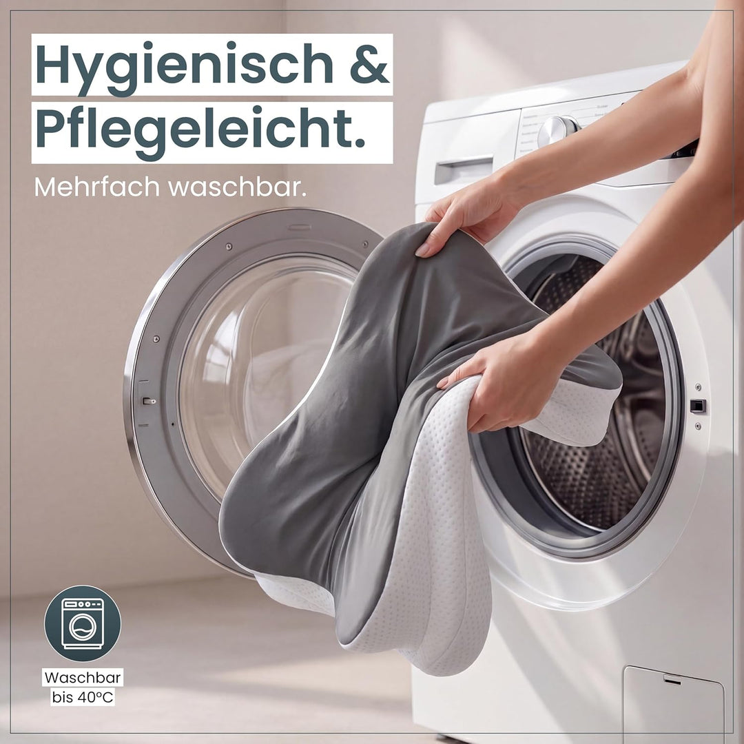Gentle North Bezug für Nackenstützkissen - waschbarer Bezug bei 40°C Ersatzbezug Grau, Ersatzbezug G
