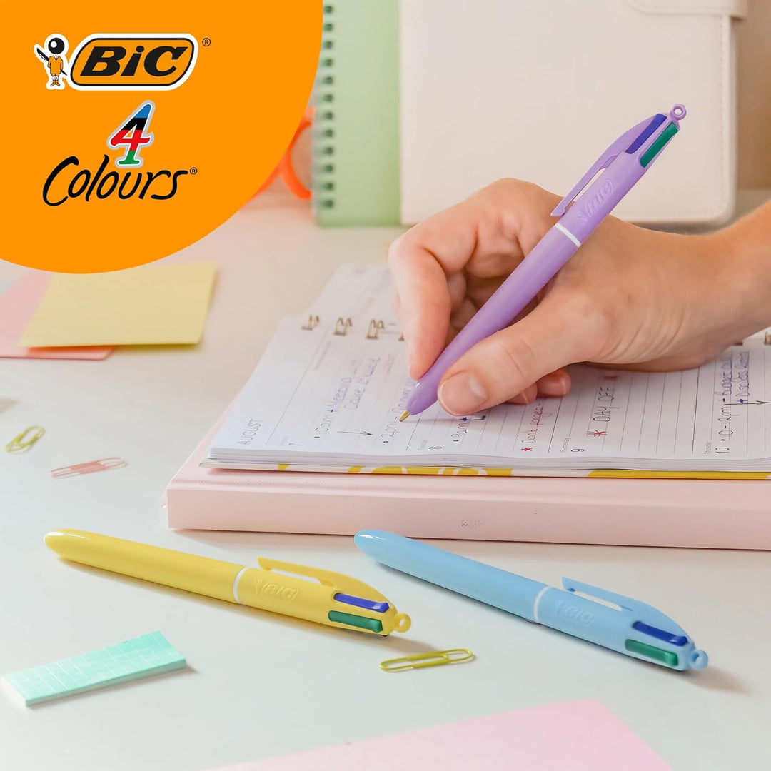 BIC 4 Farben Kugelschreiber Set in Pastell, in verschiedenen Farben, 6er Pack, Ideal für das Büro, d