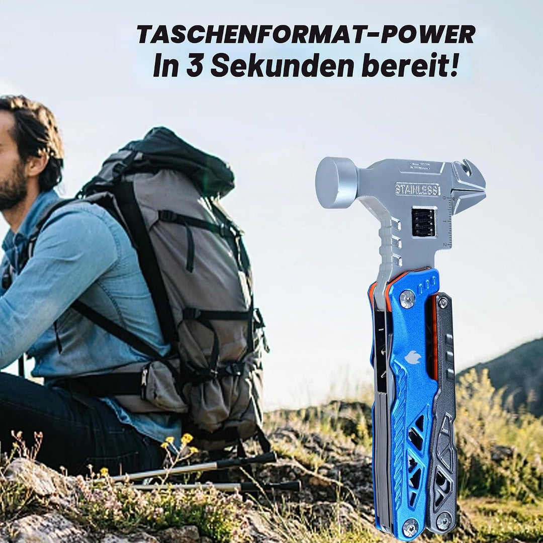 18-in-1 Multitool mit Hammer, Zange und Taschenmesser - Robuster Multiwerkzeug für Männer - Ideal al