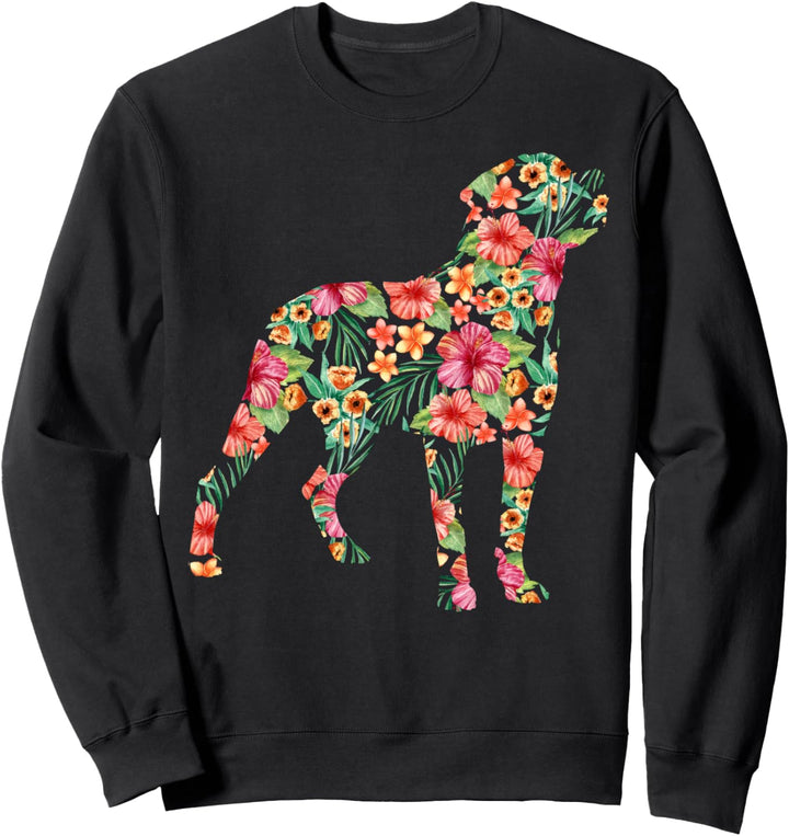 Rottweiler Flower Funny Dog Silhouette Floral Gifts Women Sweatshirt