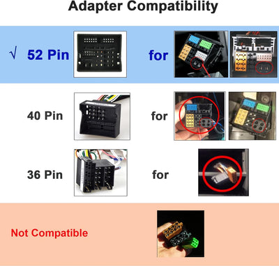 Podofo 52 Pin ISO-Adapterkabel ISO-Konverter Autoradio Radioadapter für VW/Golf/Passat Tiguan/Polo/T