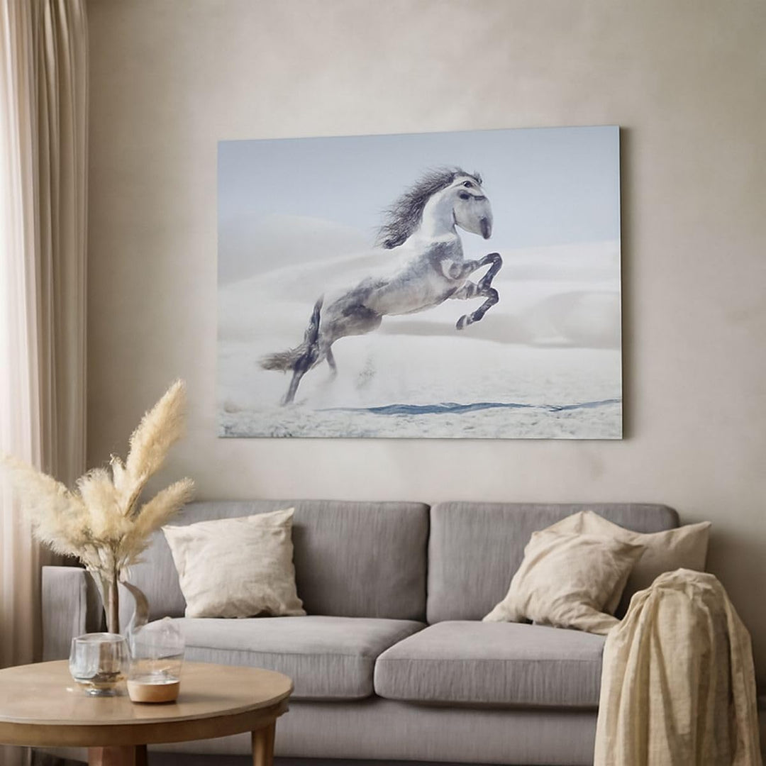 Bilder auf Leinwand Pferd Tier Natur Leinwandbild mit Rahmen 70x50cm Wandbilder Dekoration Wohnzimme