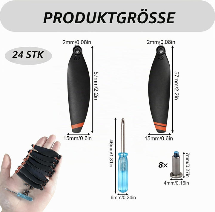 24 Pcs Propeller für DJI Mini 4K, Mini 2 SE/ 2/ SE Ersatzpropeller Set 4726FM Geräuscharm Luftschrau