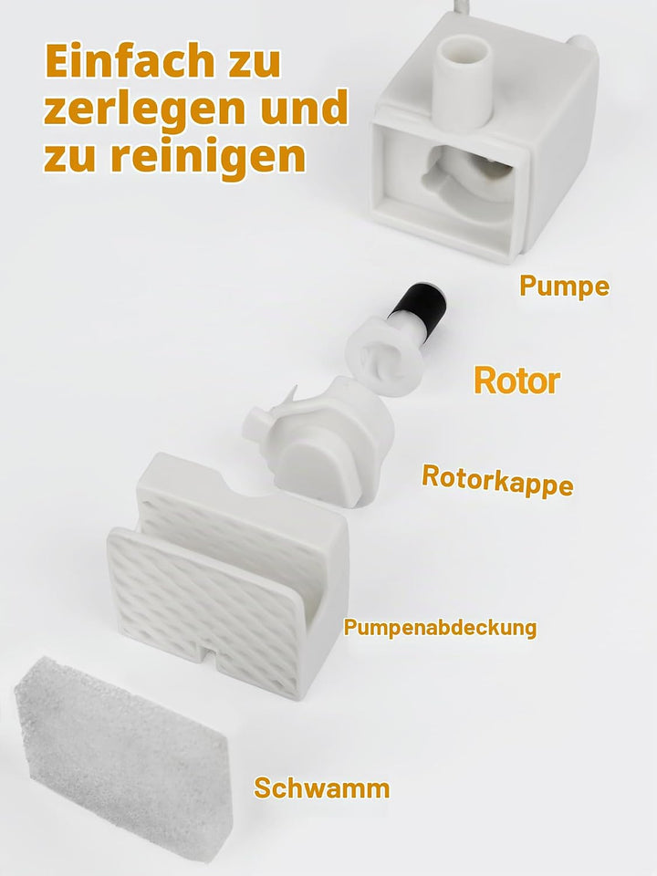 SIBAYS Ersatz-Wasserpumpe für 15 Liter grossen Hundewasserbrunnen, USB 5V 1A katzenbrunnen pumpe mit