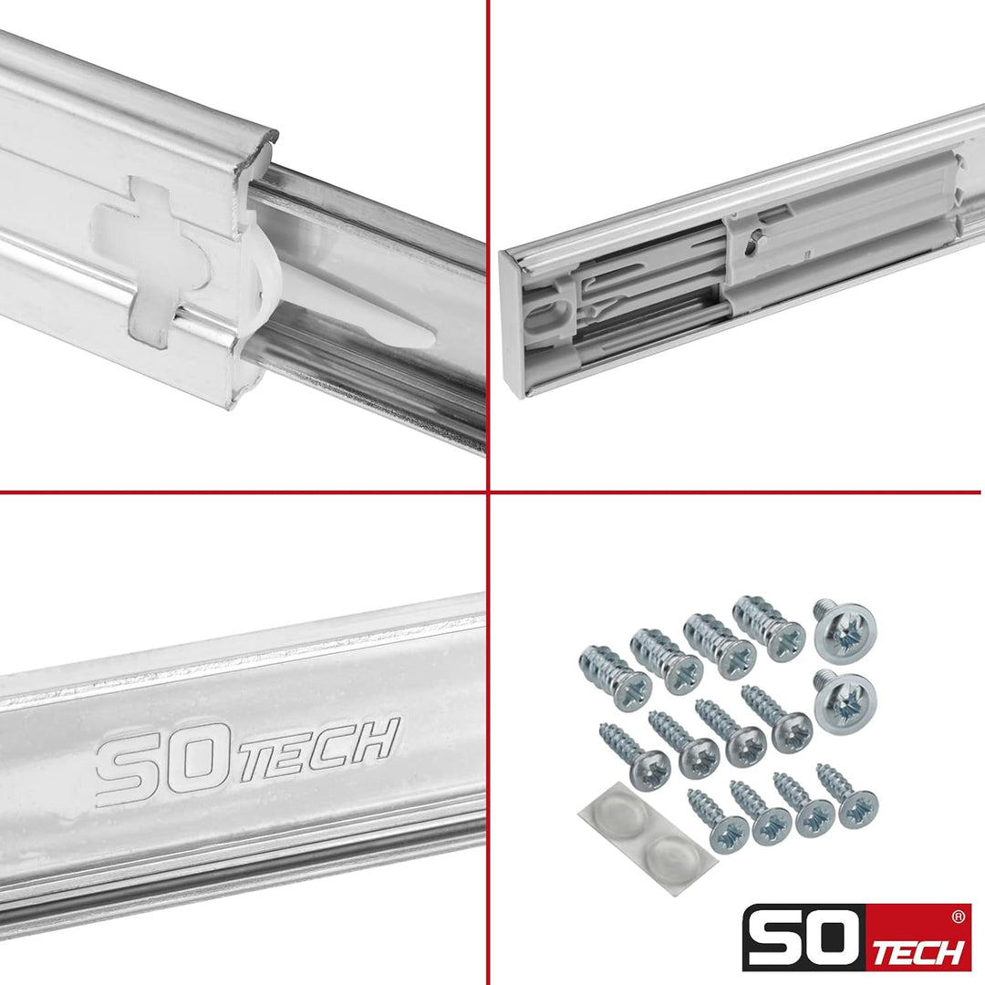 SOTECH 1 Paar Vollauszüge KV1-35-H45-L300-PP-MS 300 mm Push to Open, Traglast 35 kg, Schubladenschie