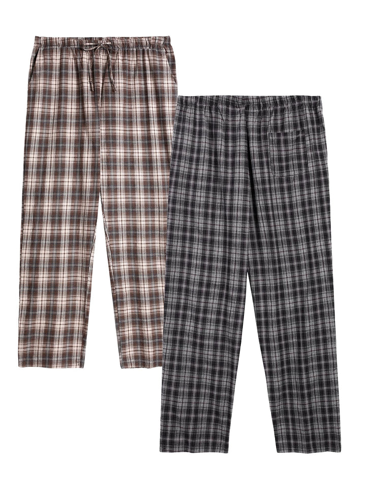 Winovia Herren Schlafanzughose Lang Baumwolle Karierte Pyjamahose Lounge Hose Pyjamaunterteil Freize