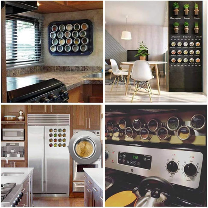 Gewürzdosen aus Edelstahl, magnetische Gewürzdosen, magnetische Gewürzdosen am Kühlschrank (6 Stück,