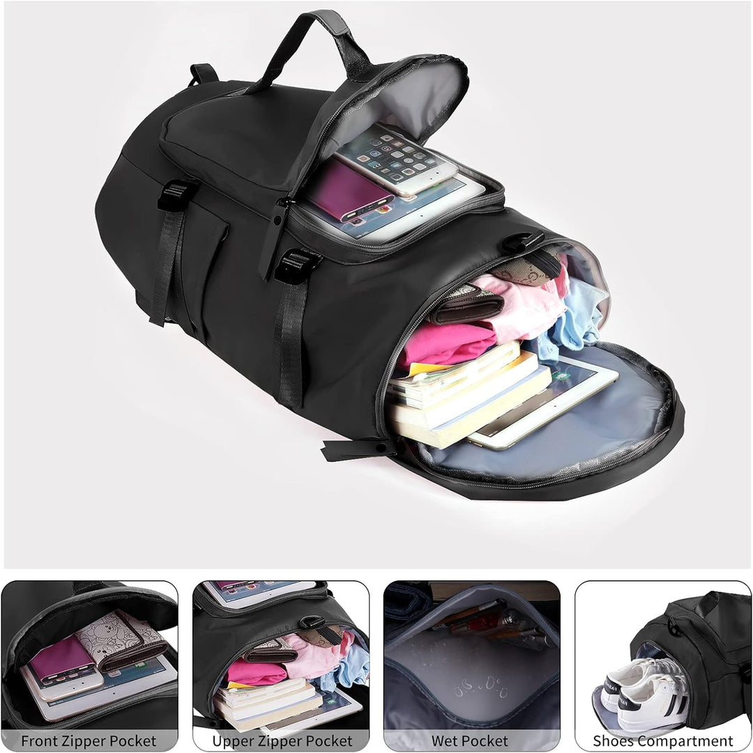 HAWEE Unisex Sporttasche mit Rucksackfunktion Reisetasche mit Schuhfach Gross Reiserucksack Wasserdi