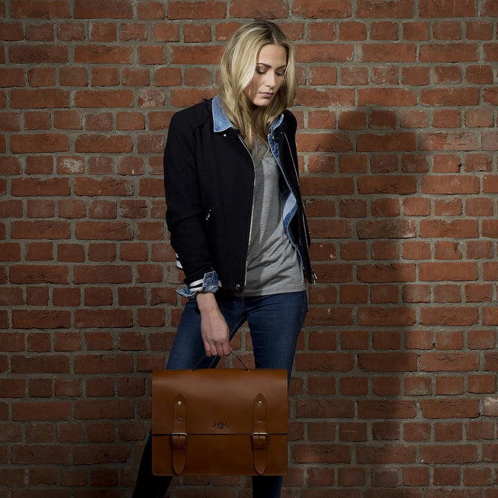 SID &amp; VAIN Aktentasche Boston aus Sattel-Leder I Business-Tasche gross für Herren 15 Zoll Laptop-Fac