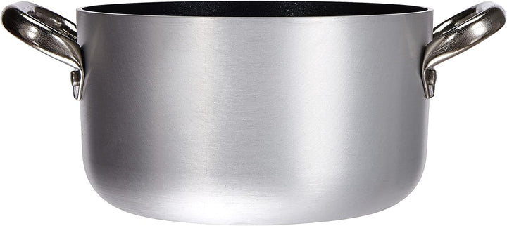 Pentole Agnelli Platinum Schmortopf aus Aluminium, mit 2 Griffen aus Edelstahl, Silber 18 Litri Silb